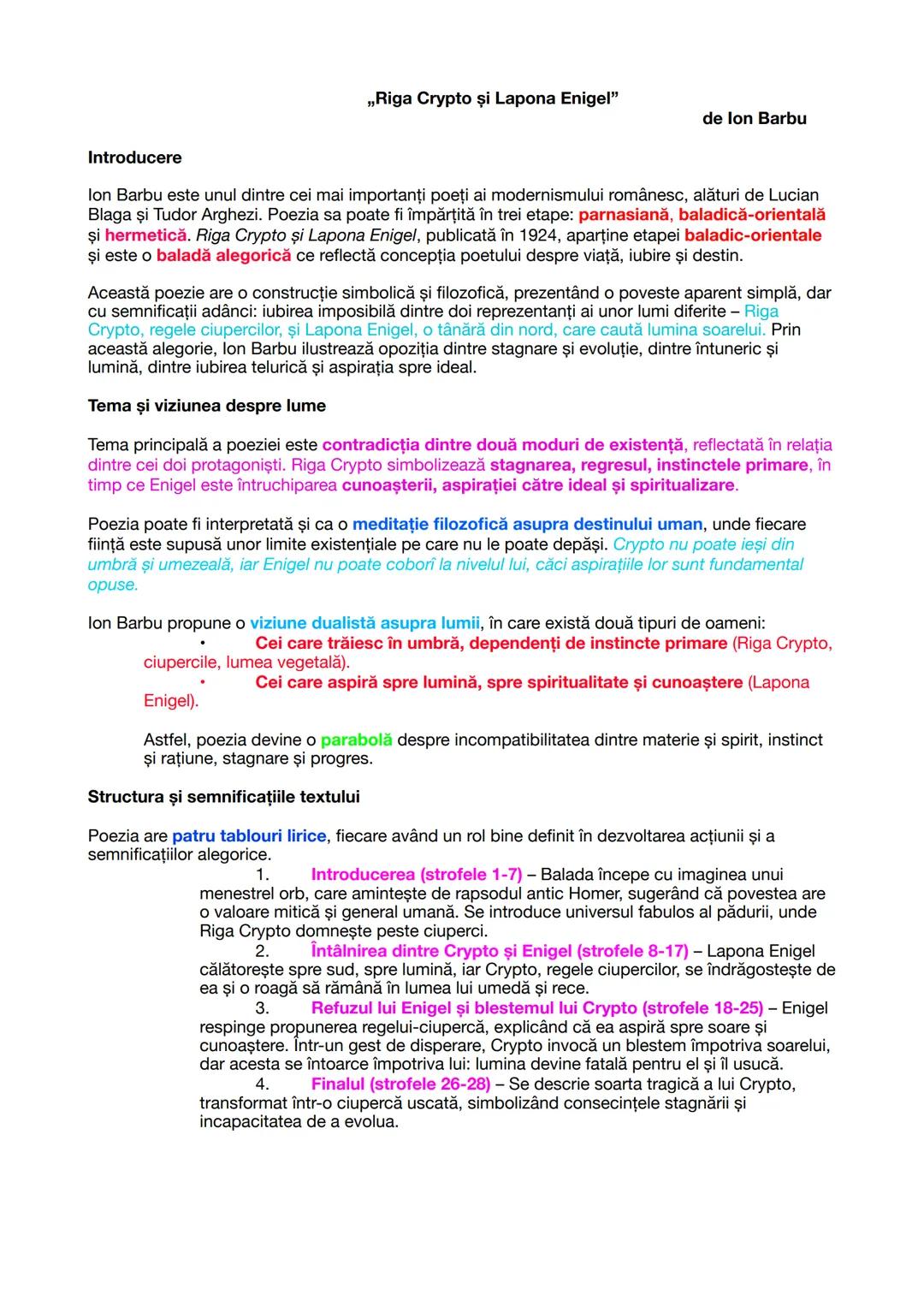 Eseu pentru Bacalaureat: Riga Crypto și Lapona Enigel