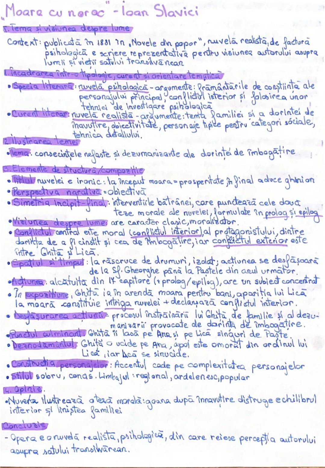 Moare cu noroc - loan Slavici
I. Tema şi viziunea despre lume
Context: publicată în 1881 în "Novele din popor", nuvelă realistă, de factură
