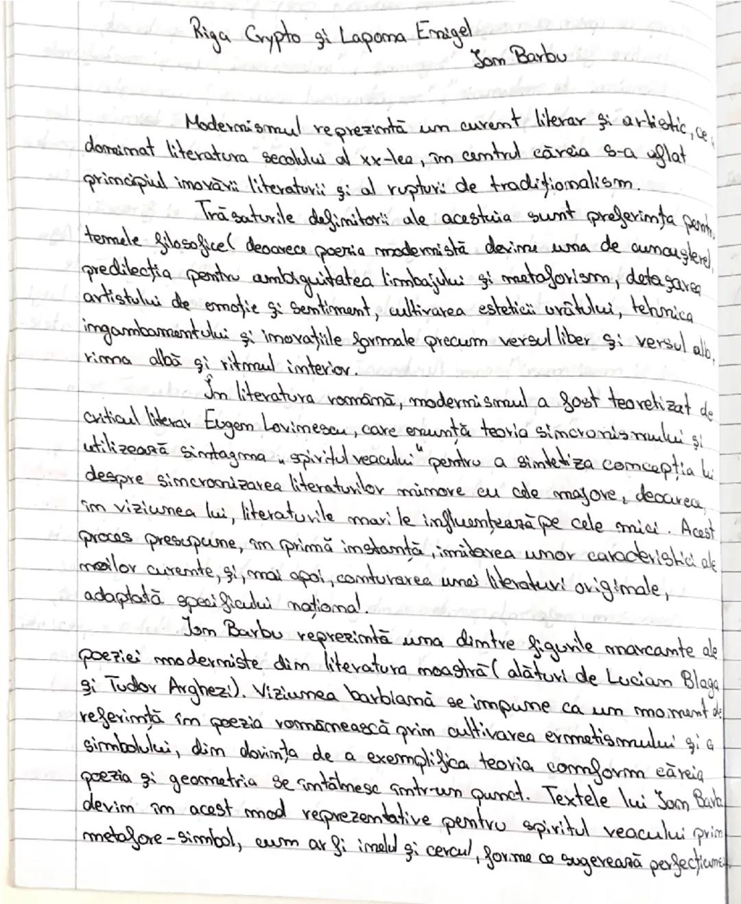 Riga Crypto şi Lapoma Enigel

Jam Barbu

Modermisimul reprezintă un curent literar şi artistic, ce,
domeimat literatura secolului af xx-lee,