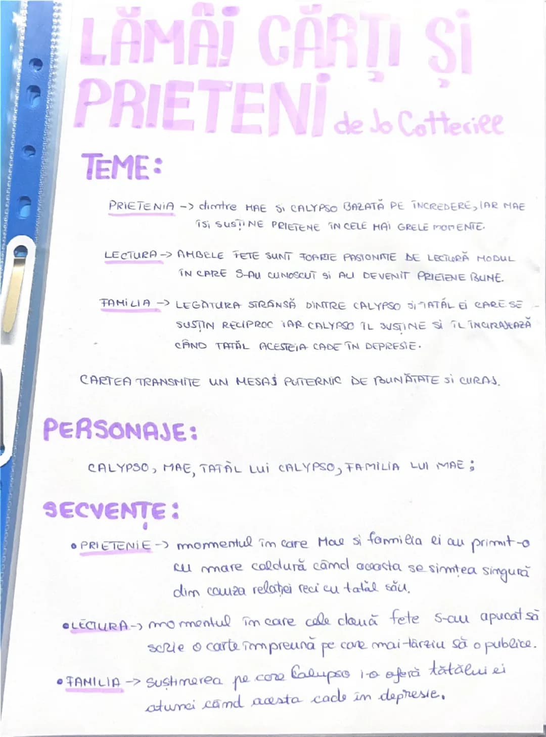 --- OCR Start ---
LÄMAI CĂRŢI Şİ
PRIETENI de o Cotterile
TEME:
PRIETENIA - dintre MAE SI CALYPSO BAZATĂ PE INCREDERE, IAR MAE
ISI SUSTINE PR