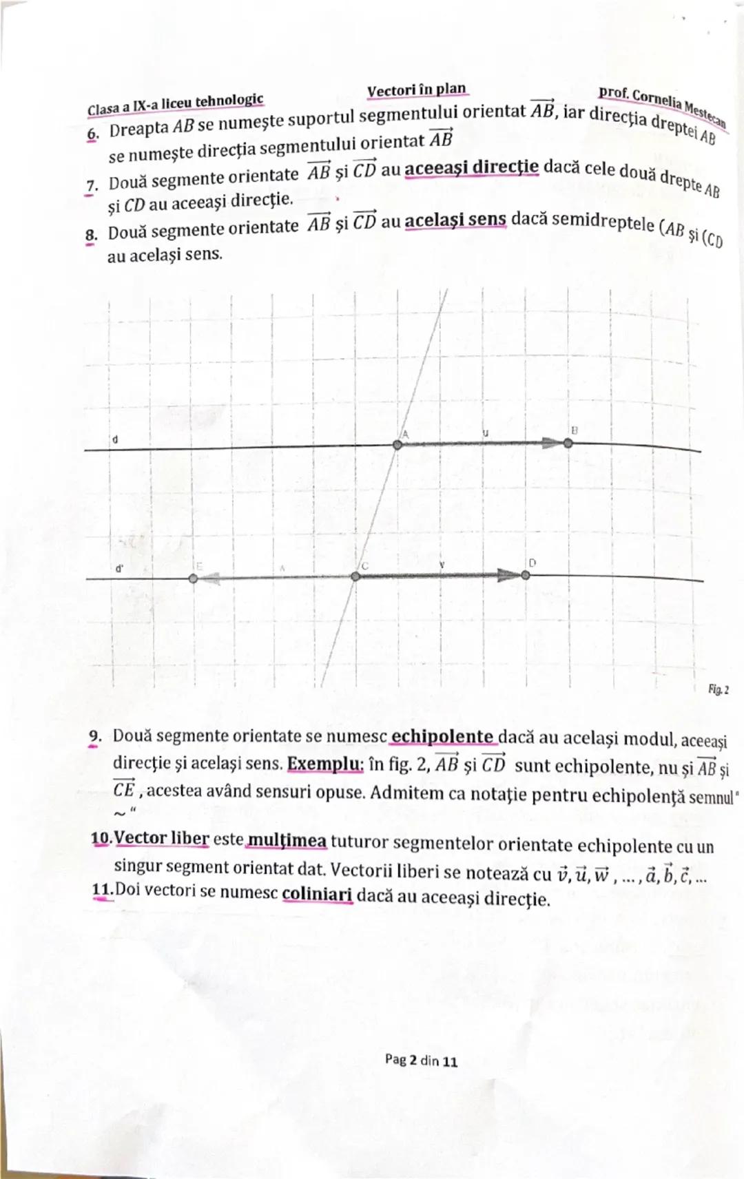--- OCR Start ---
Vectori în plan
prof. Cornelia Mestecan
Clasa a IX-a liceu tehnologic
ÎNMULŢIREA VECTORILOR CU SCALARI (NUMERE REALE). VEC