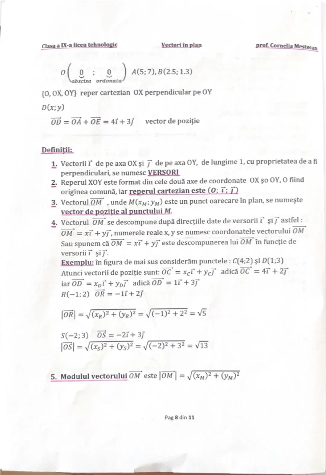 --- OCR Start ---
Vectori în plan
prof. Cornelia Mestecan
Clasa a IX-a liceu tehnologic
ÎNMULŢIREA VECTORILOR CU SCALARI (NUMERE REALE). VEC