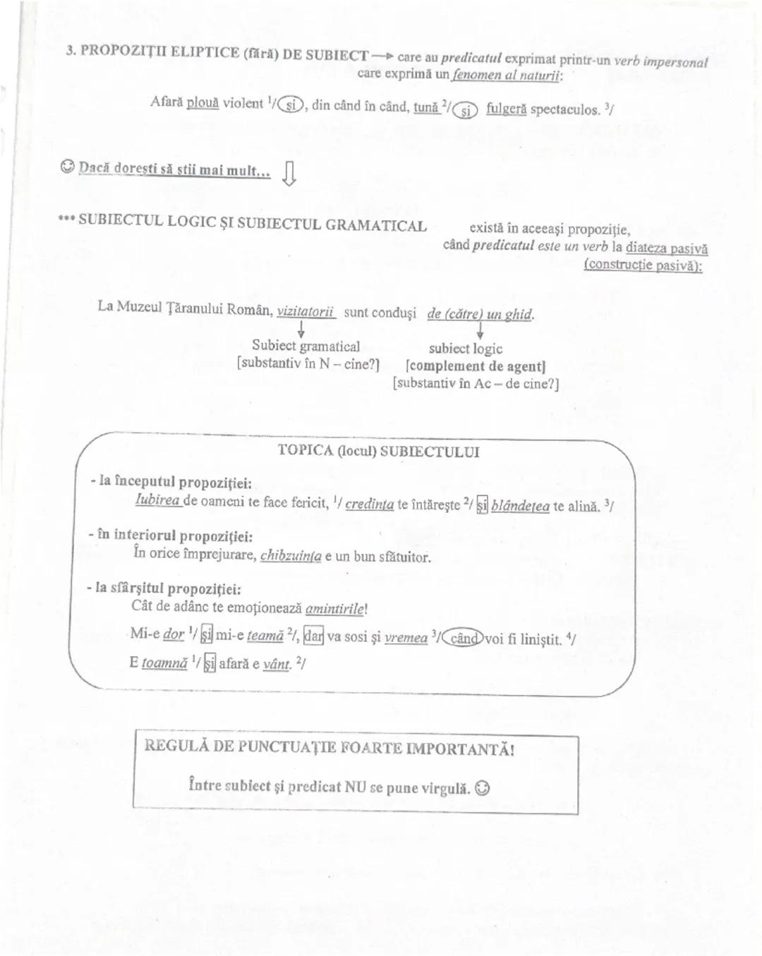 --- OCR Start ---
FIŞĂ RECAPITULATIVĂ
CLS. a VIII-a C
SUBIECTUL
DEFINIȚIE: partea principală de propozitie despre care se spune ceva
cu ajut