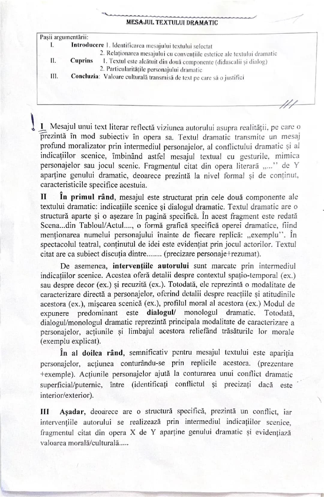 Mesajul textului dramatic