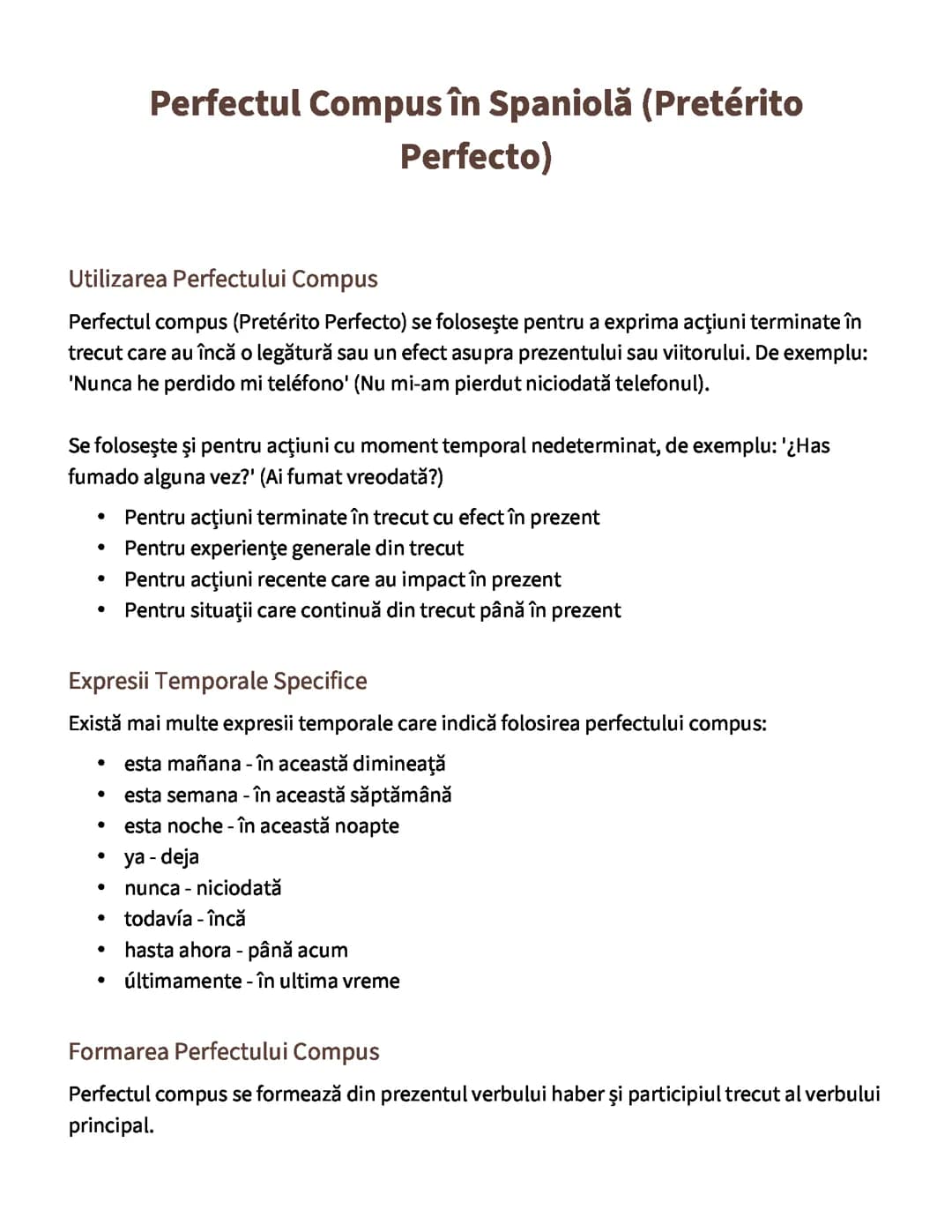 Perfectul Compus în Spaniolă (Pretérito Perfecto)