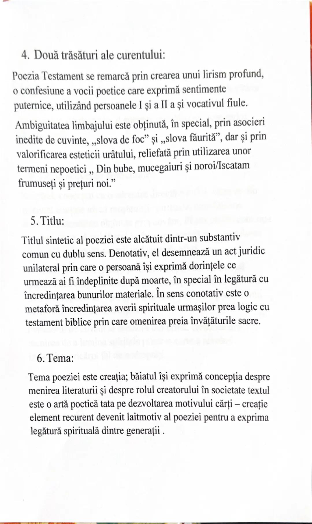 # TESTAMENT

de Tudor Arghezi

1. Introducere despre autor (Tudor Arghezi):

Tudor Arghezi, poet modernist, și-a desfăşurat activitatea
lite