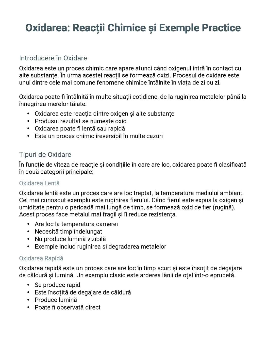 Oxidarea: Reacții Chimice și Exemple Practice