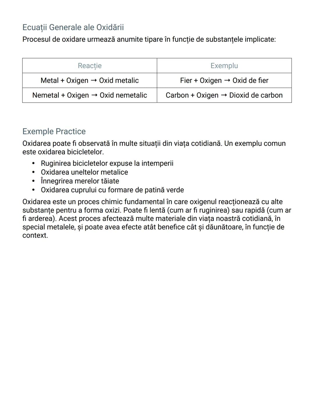 # Oxidarea: Reacții Chimice și Exemple Practice

# Introducere în Oxidare
Oxidarea este un proces chimic care apare atunci când oxigenul int