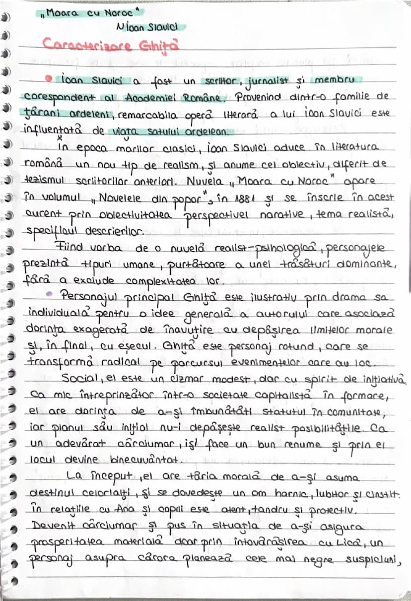 # "Moara cu Noroc"
# Nloan Slavici
# Caracterizare Ghita
- loan Slavici a fost un scriitor, jurnalist şi membru
corespondent al Academiei Ro