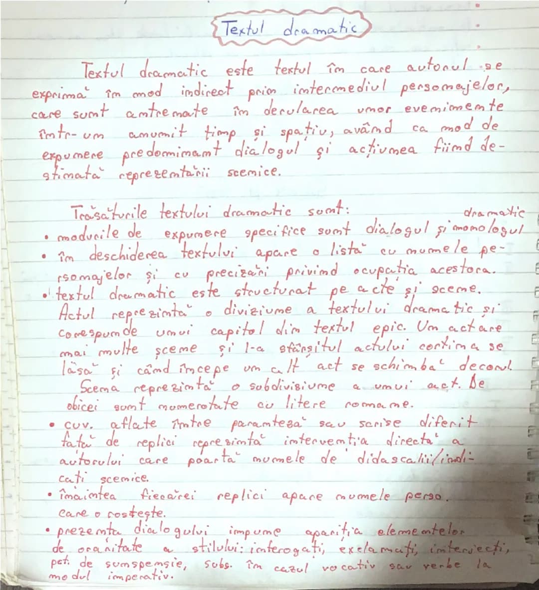 --- OCR Start ---
Textul dramatic
Textul dramatic este textul îm
care
autonul se
exprimă în mod indirect prin intermediul personajelor,
care