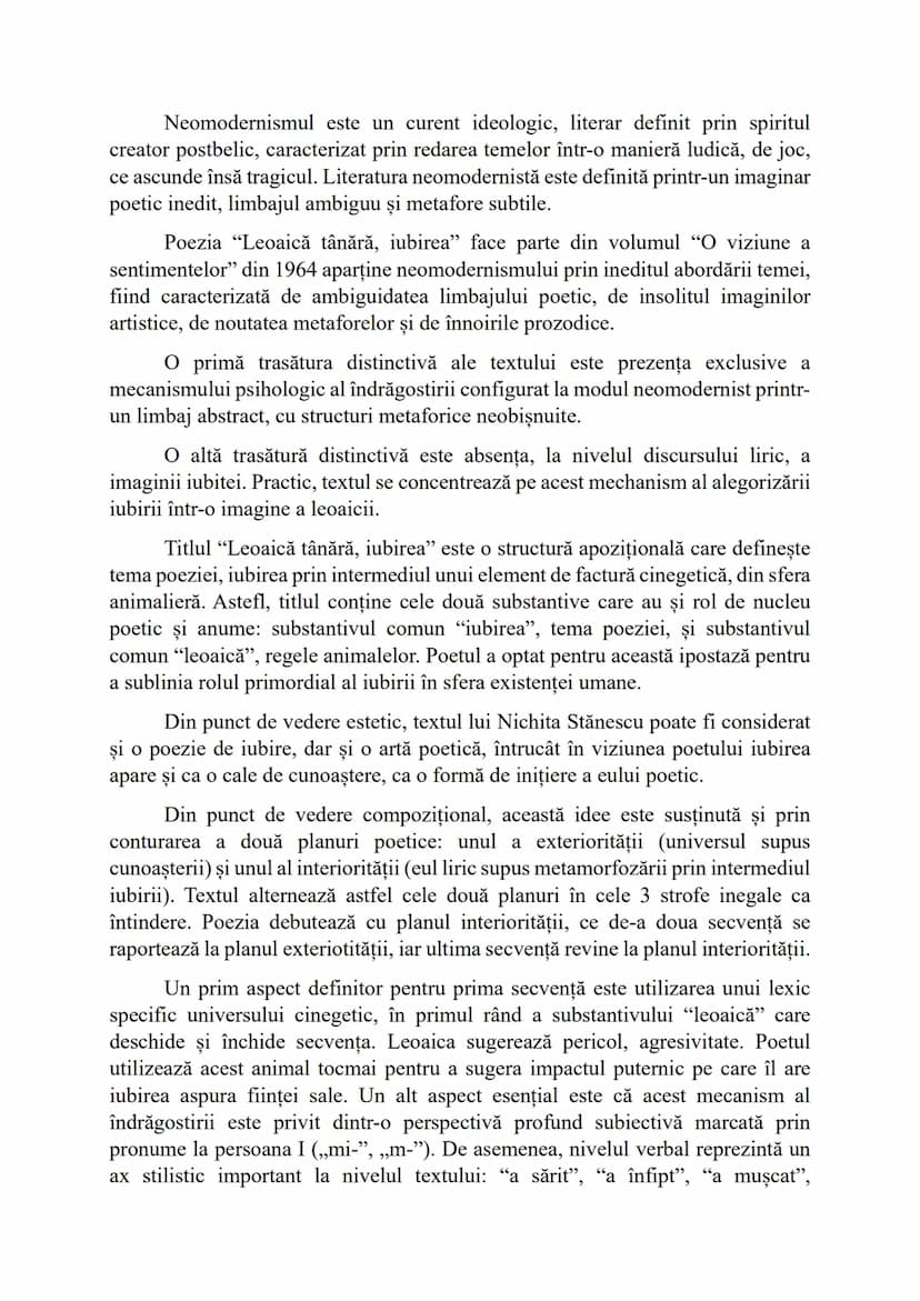 "gândise". Toate cele 4 verbe sugerează aceeași semantică a violenței, a
agresivității, associate allegoric cu leoaica. Utilizarea repetitiv