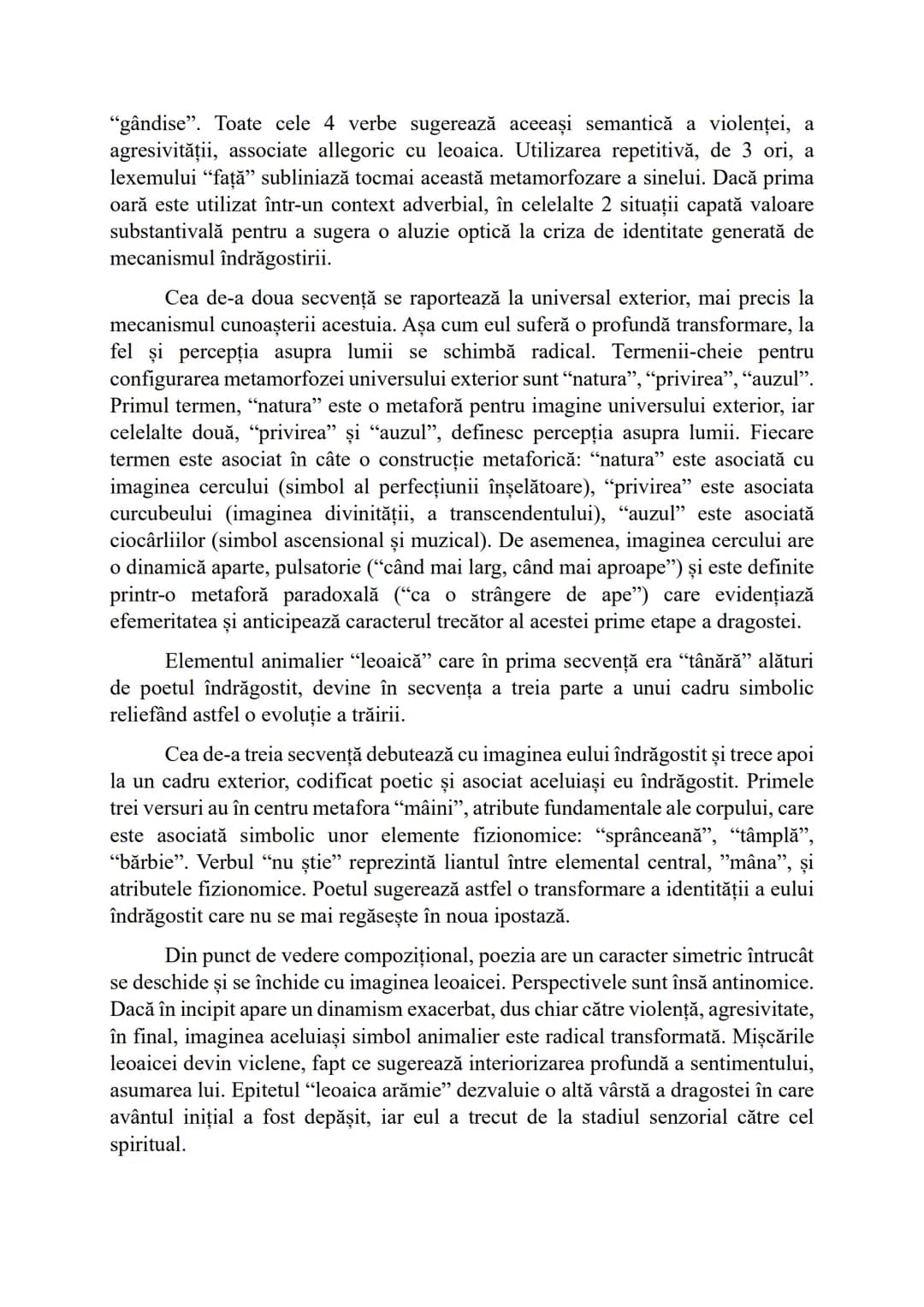 "gândise". Toate cele 4 verbe sugerează aceeași semantică a violenței, a
agresivității, associate allegoric cu leoaica. Utilizarea repetitiv