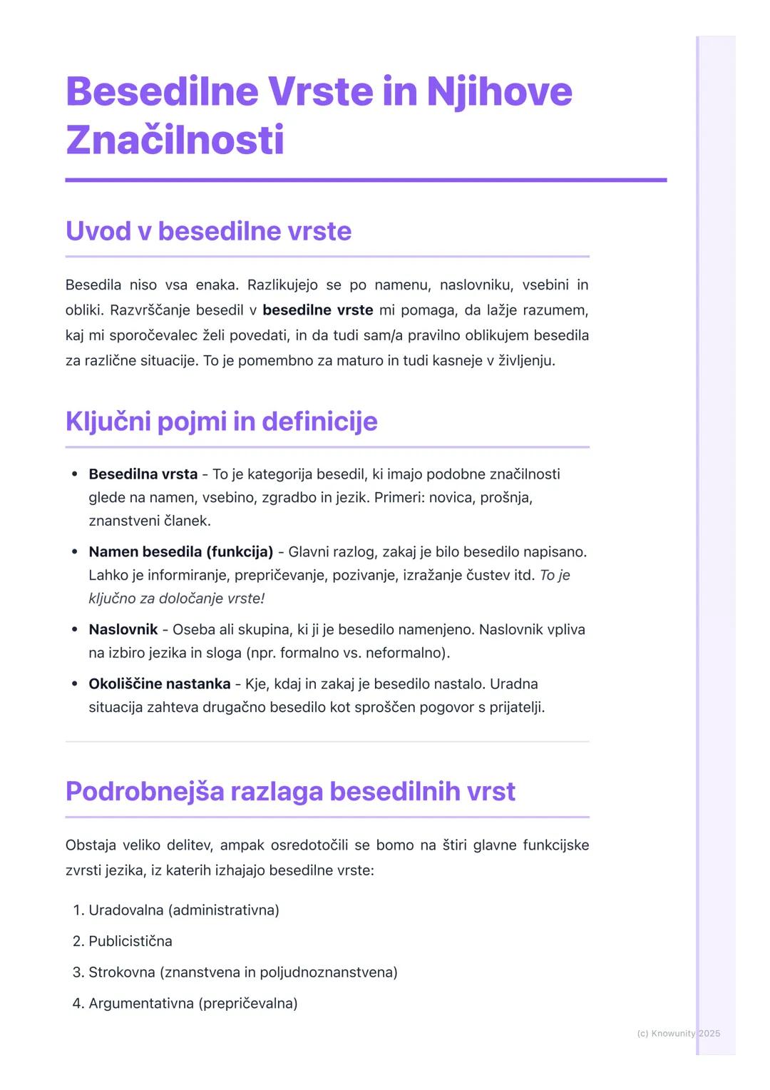 # Besedilne Vrste in Njihove
Značilnosti

Uvod v besedilne vrste

Besedila niso vsa enaka. Razlikujejo se po namenu, naslovniku, vsebini in
