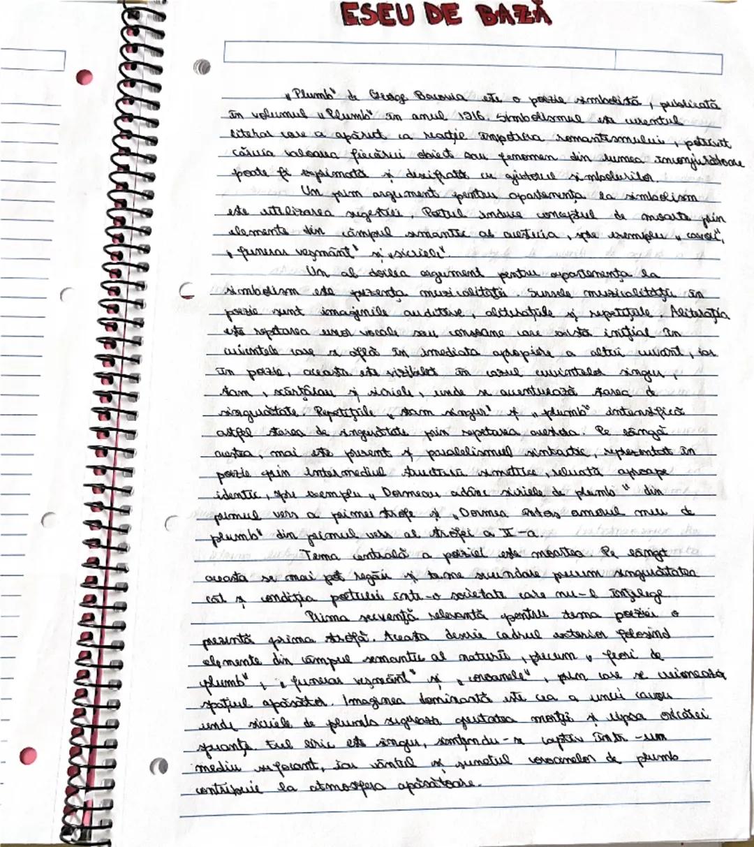 PLUMB
GEORGE BACOVIA
1916 ESEU DE BAZA

Plumb de Gredge Bacovia ete o parzie simbolită, publicată
In volumul u Plumb" in anul 1916. simbolis