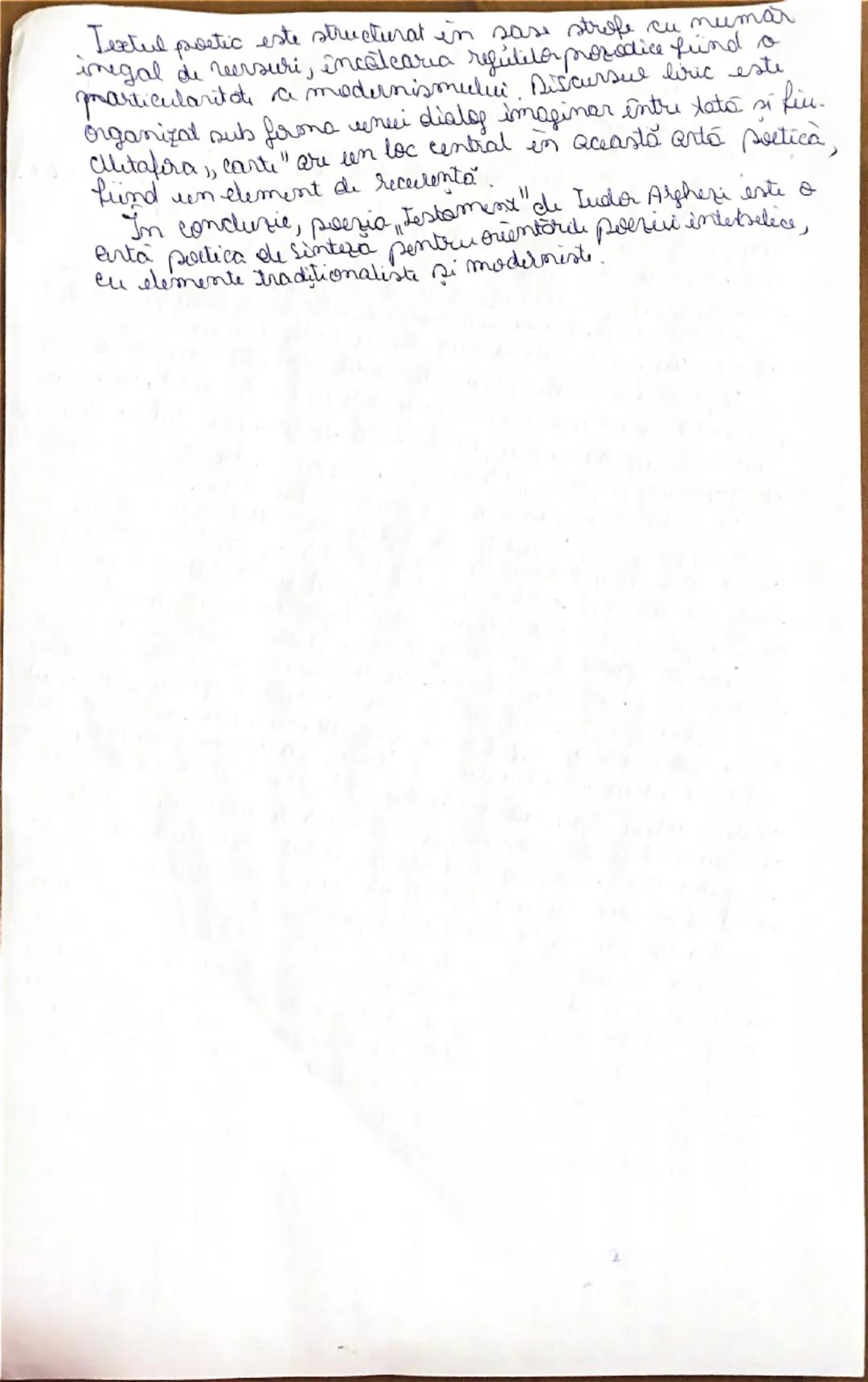 # Testament
Judon Arghezi este un poet şi publicist din perioada
interbelică, fiind totodată un reprezentant al modernis-
mului interbelic.
