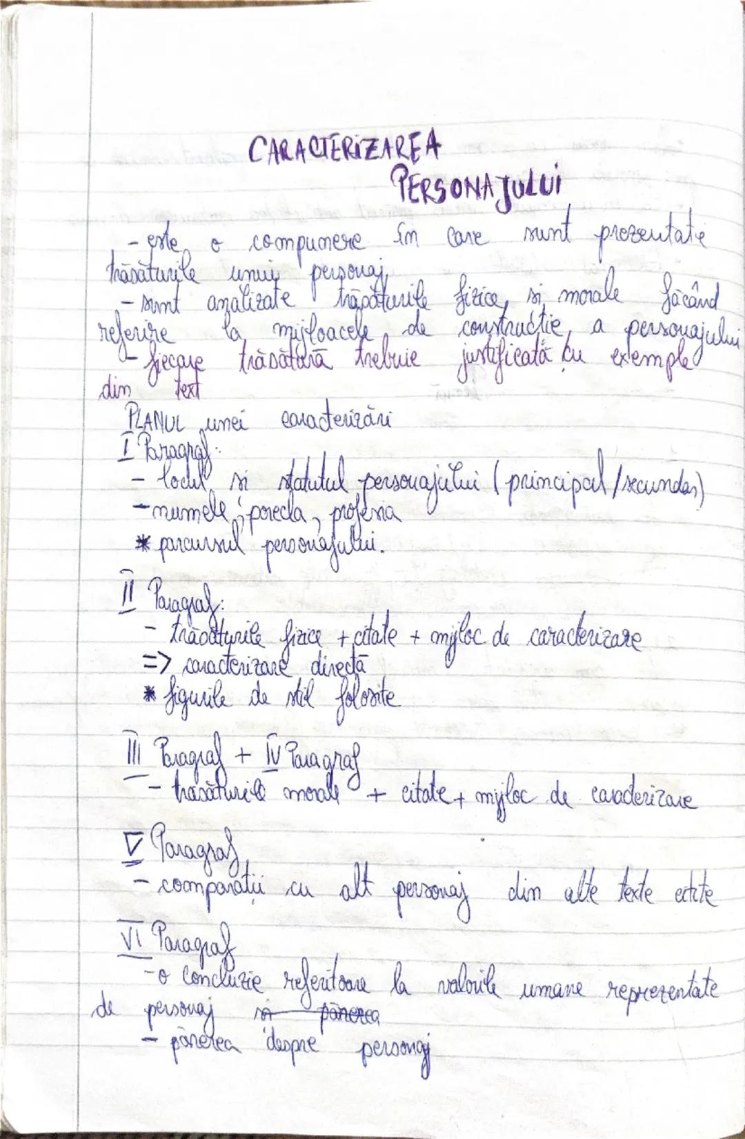 - este o compunere în care sunt prezentate
- trăsăturile unui personaj
- sunt analizate trăsăturile fizice și morale făcând
referire la mijl