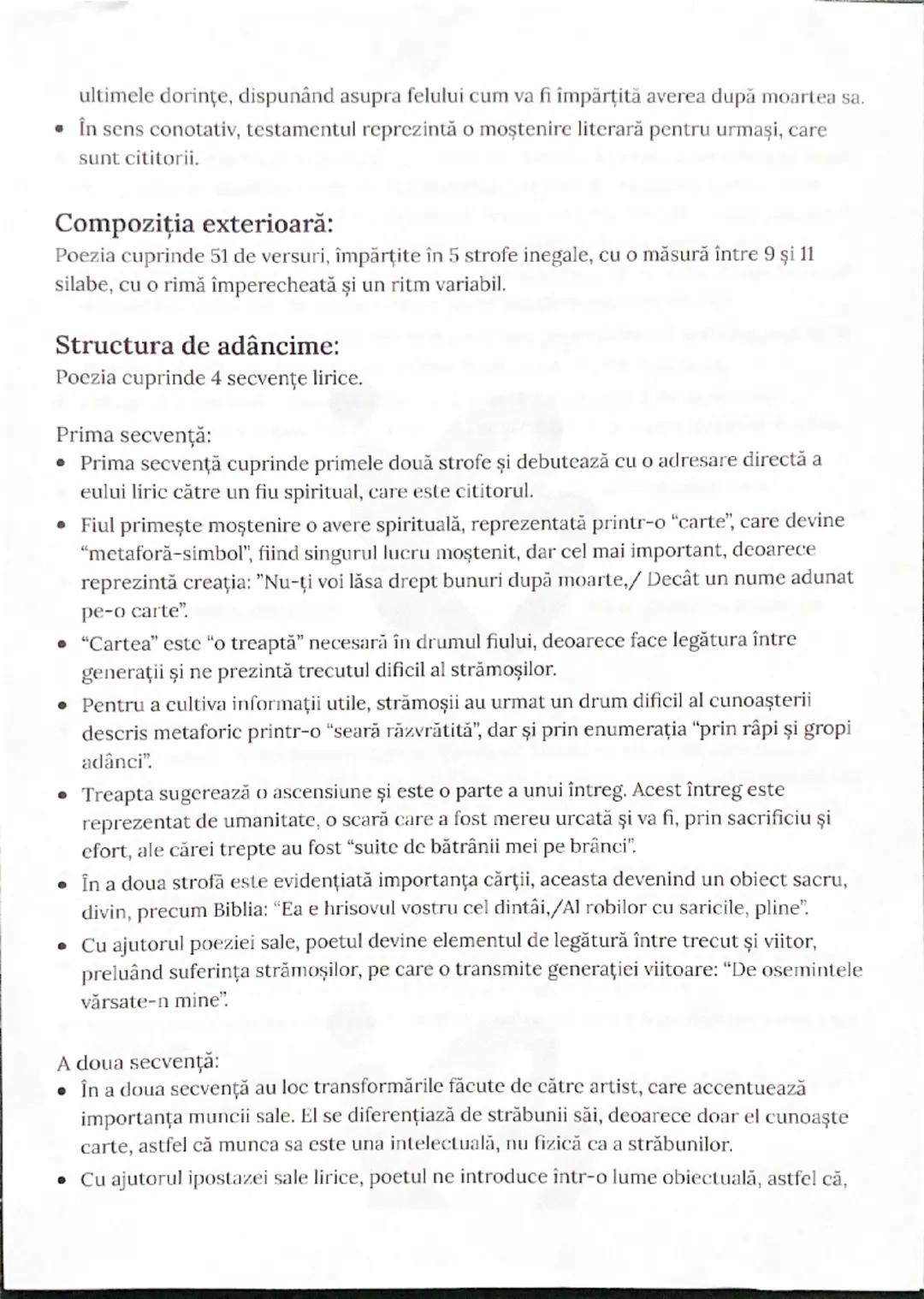 # Testament
Tudor Arghezi

Genul liric:

Genul liric cuprinde operele în care, cu ajutorul cului liric, sunt exprimate ideile,
gândurile şi 