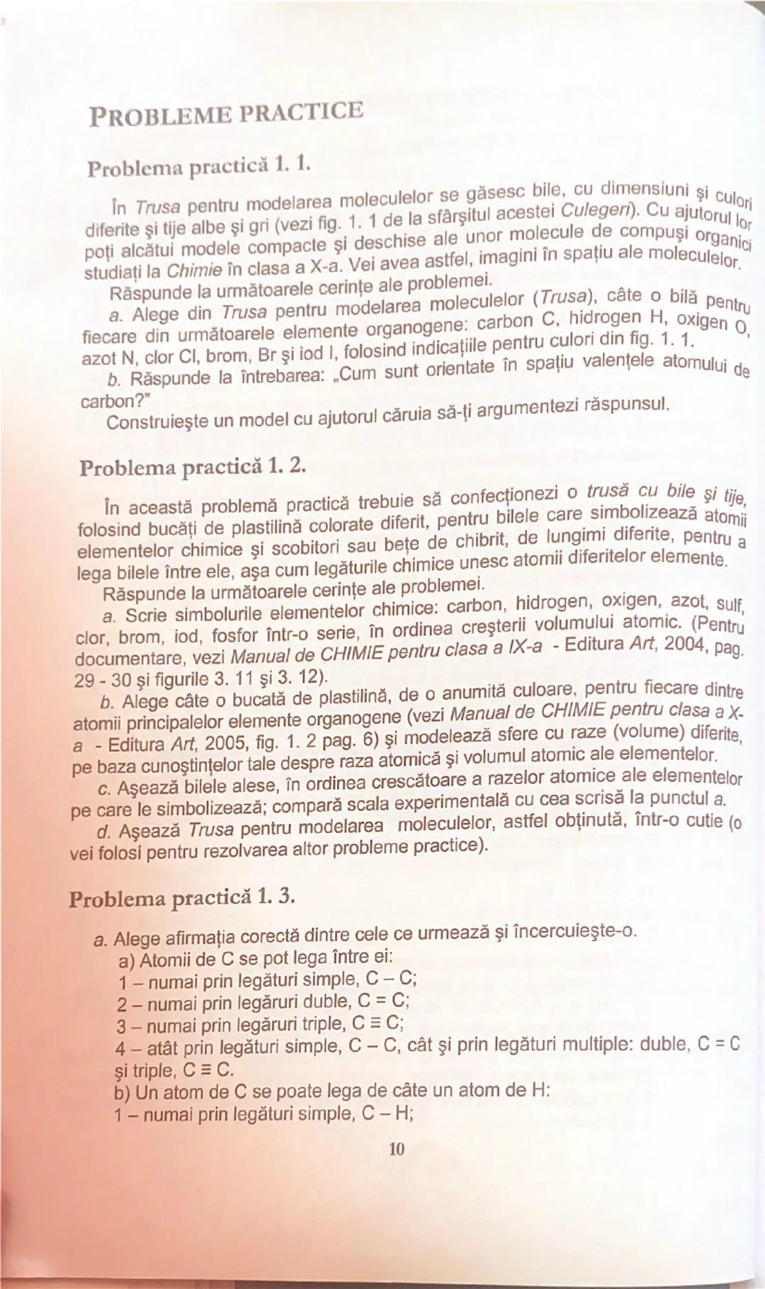 # Capitolul 1

# INTRODUCERE ÎN STUDIUL
# CHIMIEI ORGANICE

# TESTE DE EVALUARE

# Test 1.1.

I. Scrie cuvântul / cuvintele dintre paranteze