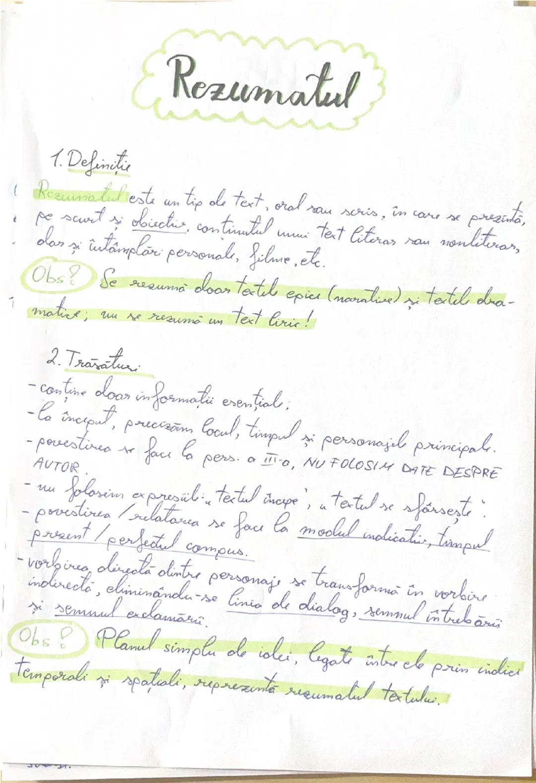 Rezumat Limba Română Clasa 5
