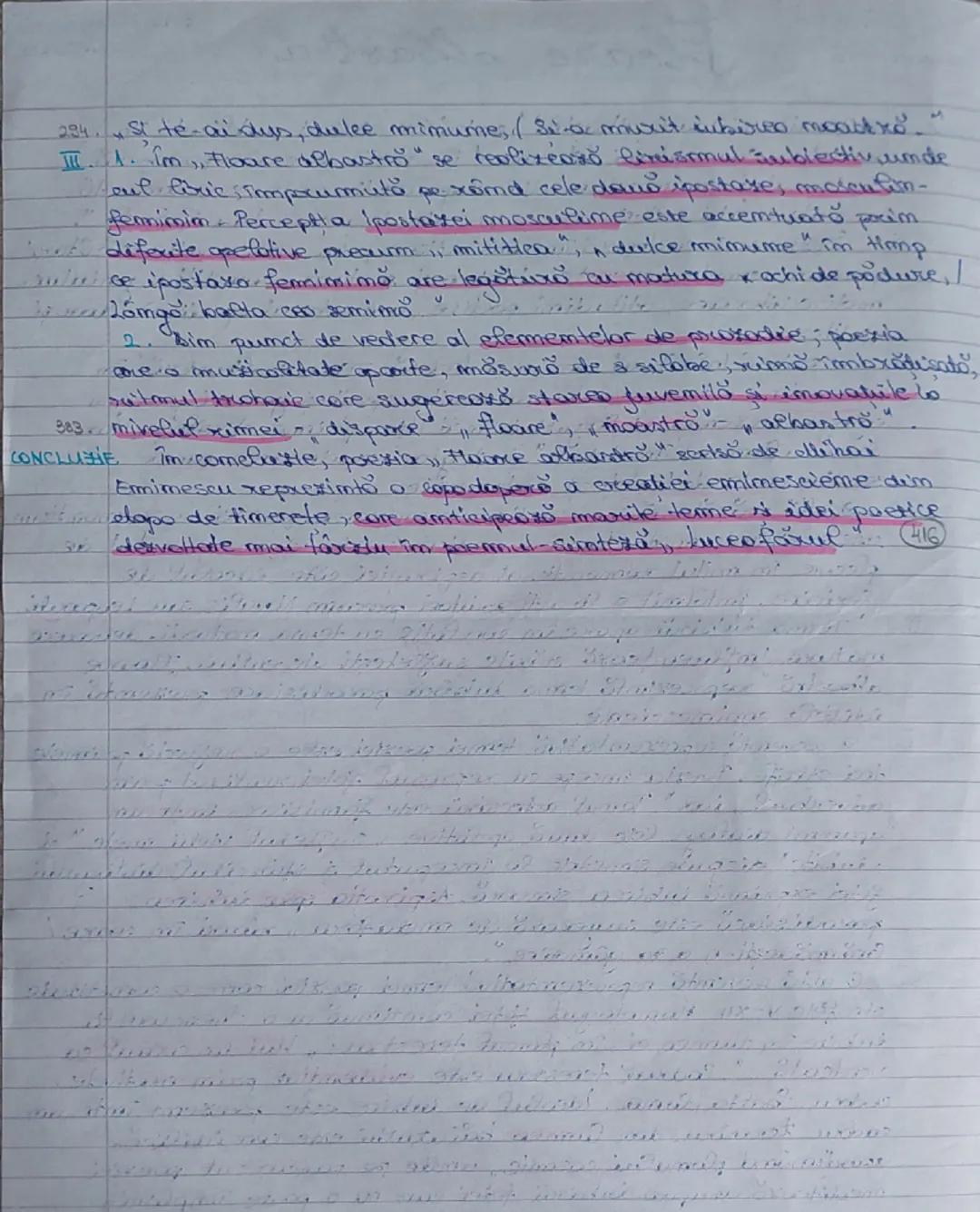 --- OCR Start ---
294. St te-aidys, dulee mimume; ( si-a mout iubirea moastre."
Ⅲ.1. im Floare albastro" se realizează linismul subiectiv un
