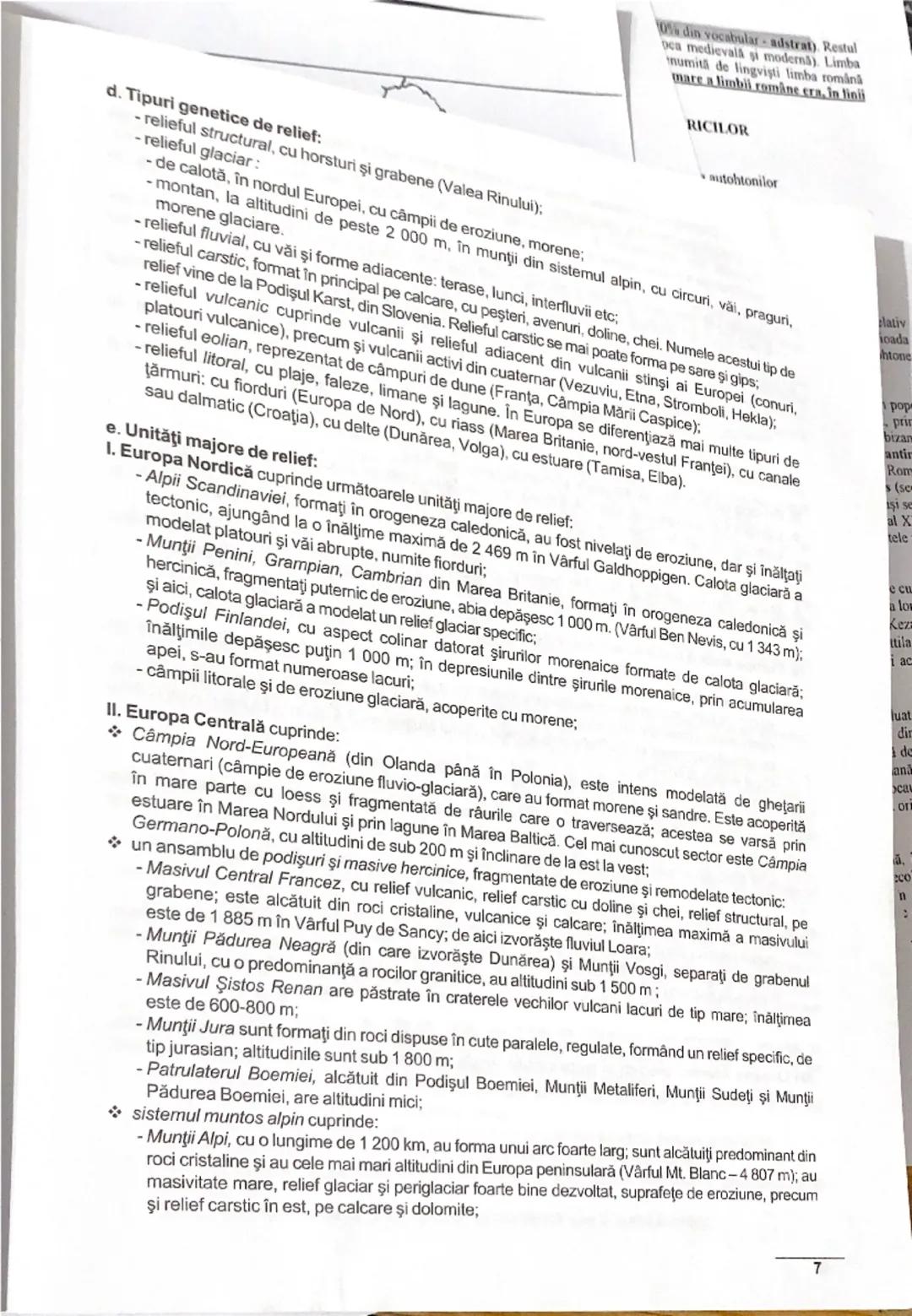 ## 2. Elemente de geografie fizică

## 2.1. Relieful major al Europei

a. **Altimetric,** Europa se desfășoară între -28 m în Câmpia Precasp