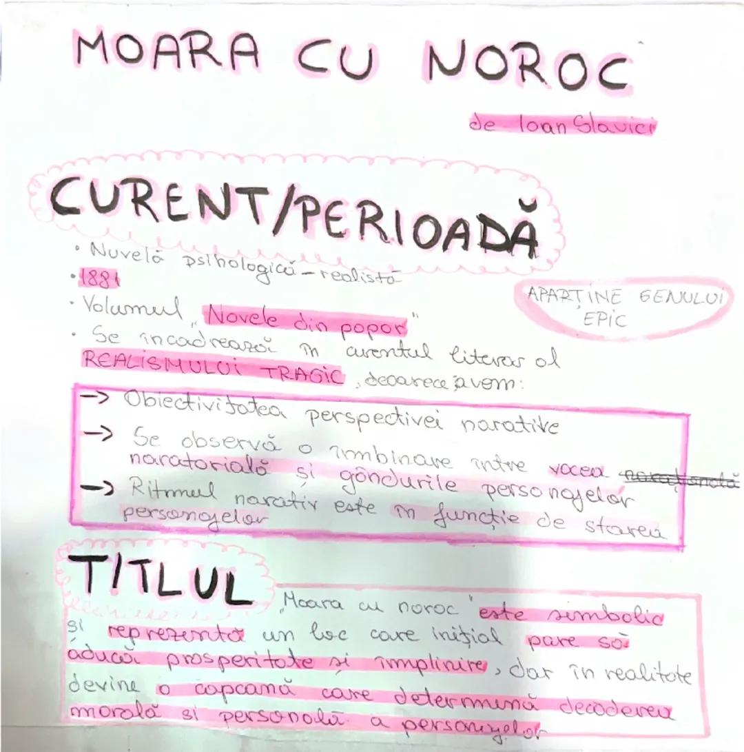 --- OCR Start ---
MOARA CU NOROC
de loan Slavici
CURENT/PERIOADĂ
• Nuvela psihologică-realistă
-1881
Volumul "Novele din popor"
APARTINE GEN