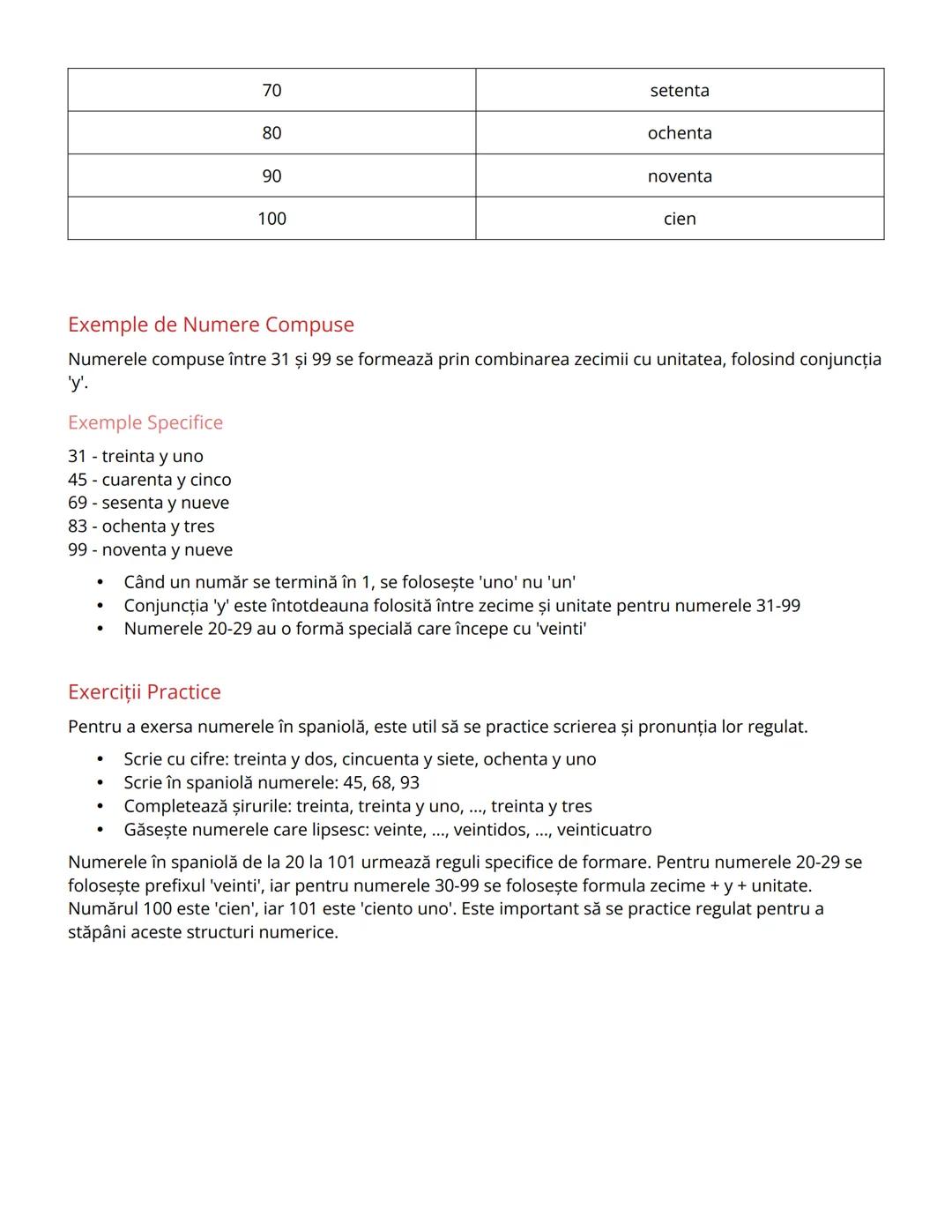 # Numere în Limba Spaniolă: 20-101

Structura Numerelor în Spaniolă

Numerele în limba spaniolă urmează un model specific de formare. Pentru
