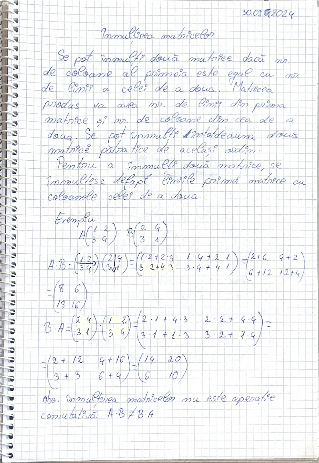 Înmulțirea matricelor 