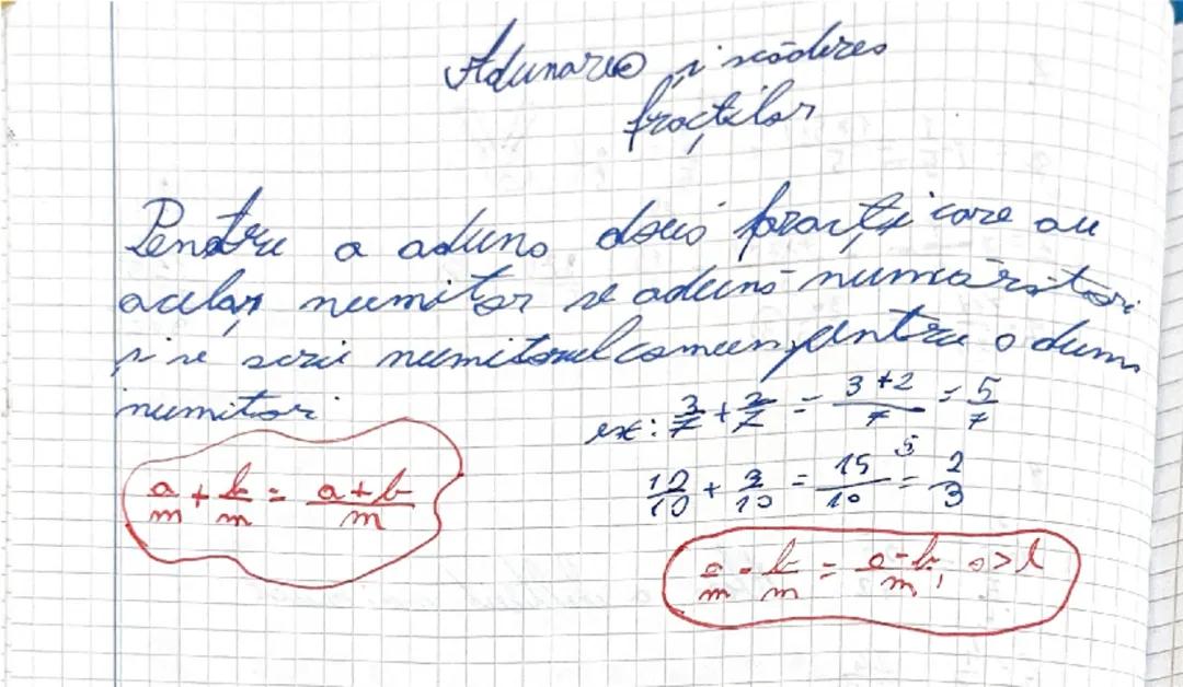 Adunarea și scăderea fracțiilor 