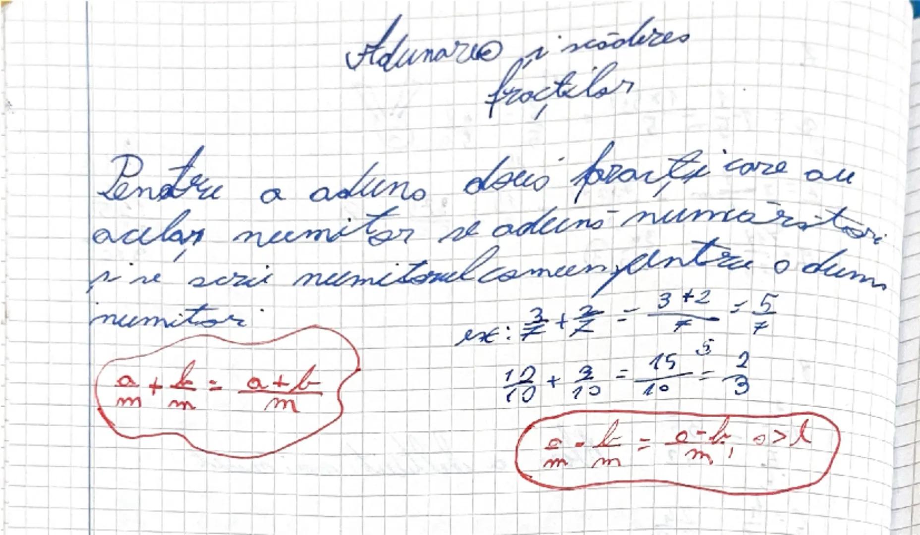 Adunarea scoderes
fractalar
Pentere a aduno dous practicare au
acelas numitor se adeins numarst
ré sorii numitul comeen pentru o dum
numitor