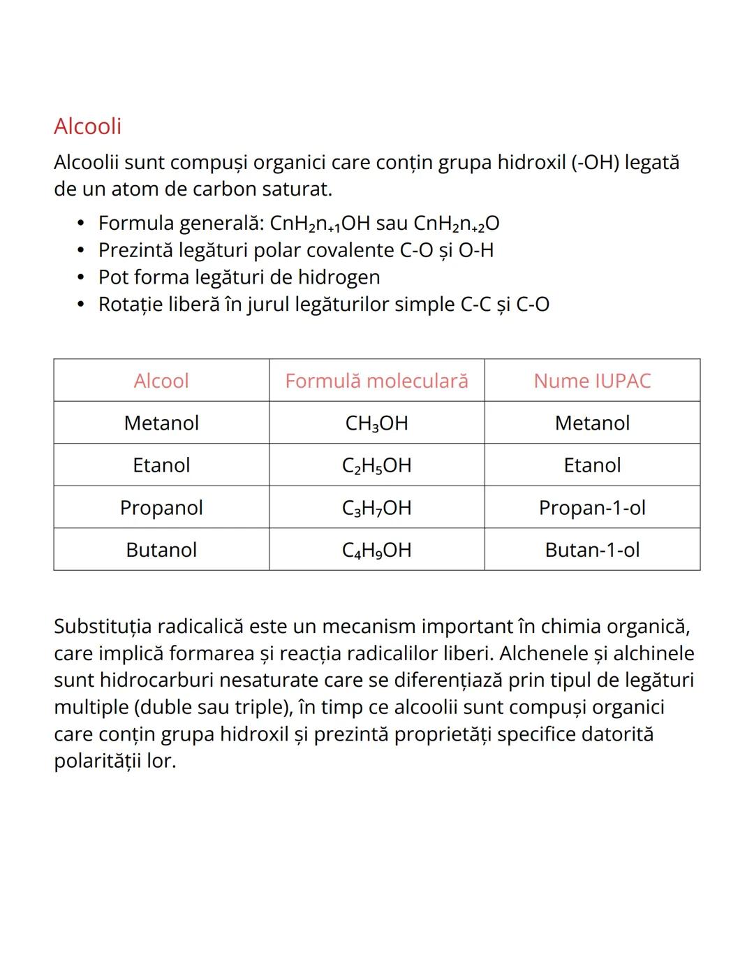 # Substituția Radicalică și Hidrocarburi -
Note de Chimie

## Substituția Radicalică
Substituția radicalică este un tip de reacție chimică c