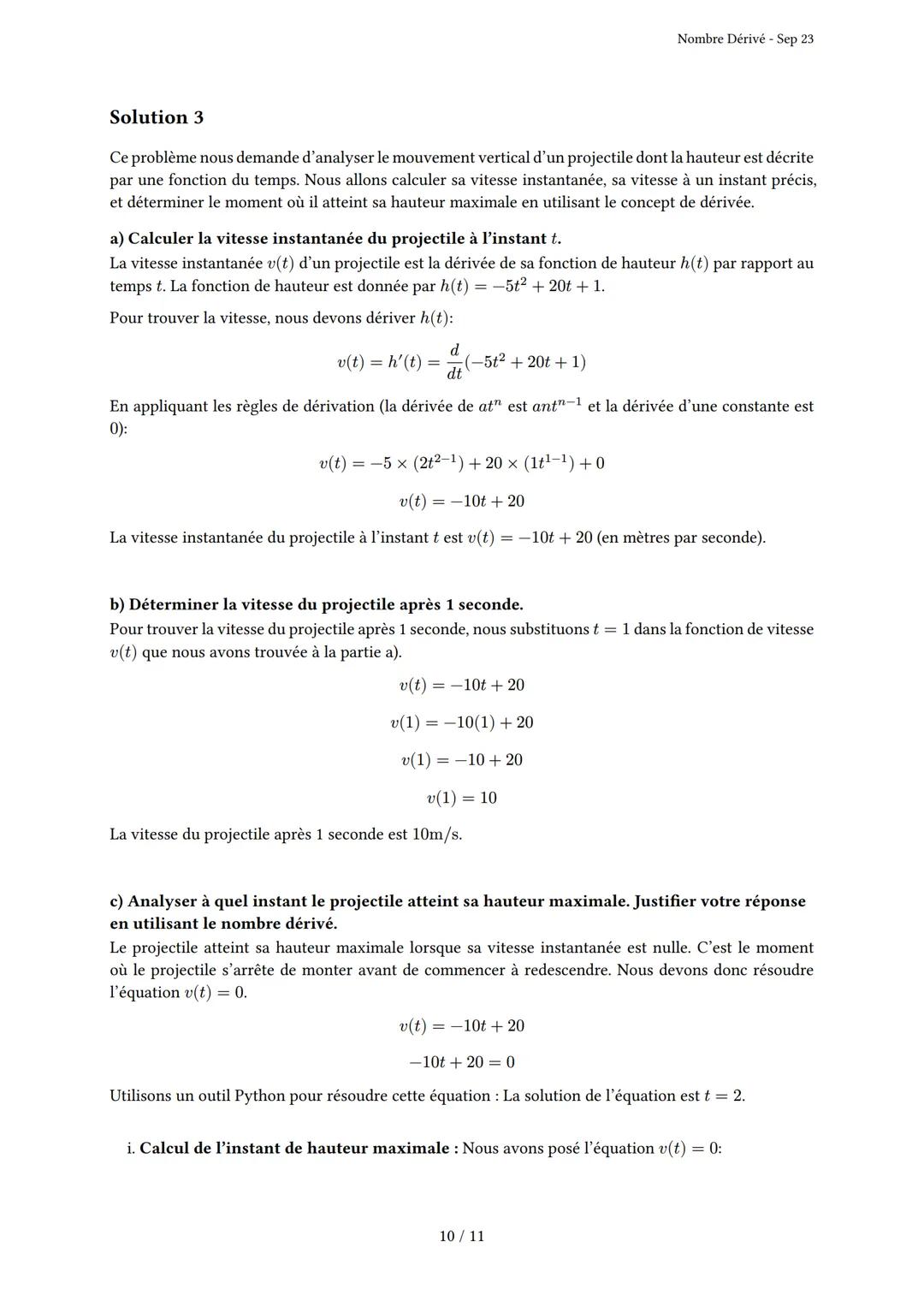 # Nombre Dérivé

Généré par Knowunity.fr - Sep 23

Description: Cet examen couvre le nombre dérivé, le taux d'accroissement et la tangente à