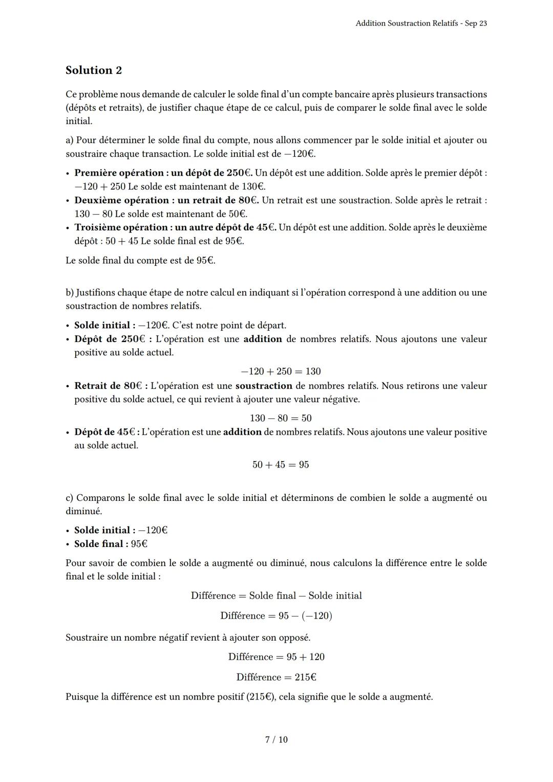 # Addition Soustraction Relatifs

Généré par Knowunity.fr - Sep 23

Description: Cet examen couvre l'addition et la soustraction des nombres