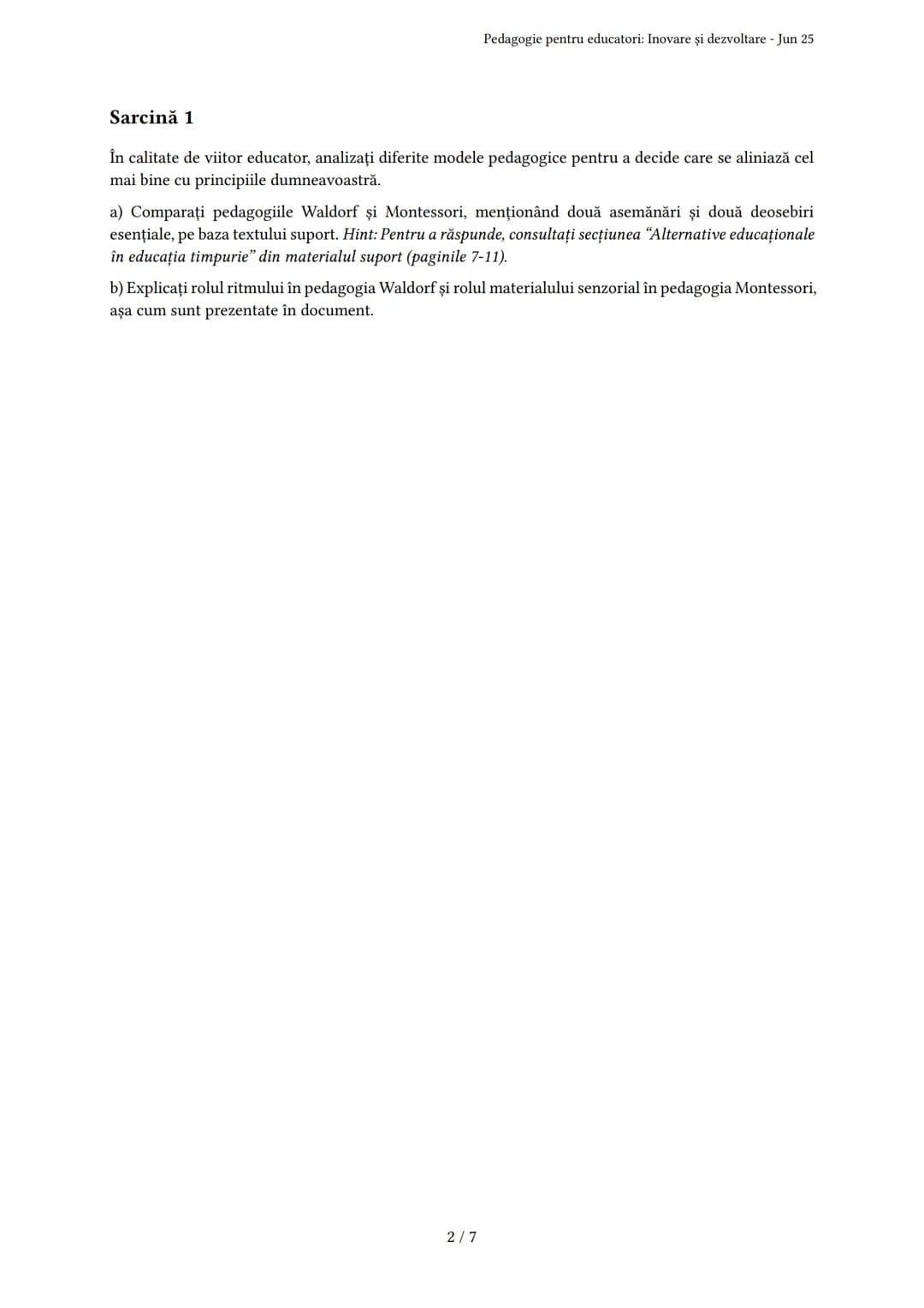 # Pedagogie pentru educatori: Inovare și dezvoltare

Generat de Alexa nbd - Jun 25

Descriere: Examen despre educație, inovare, dezvoltarea 