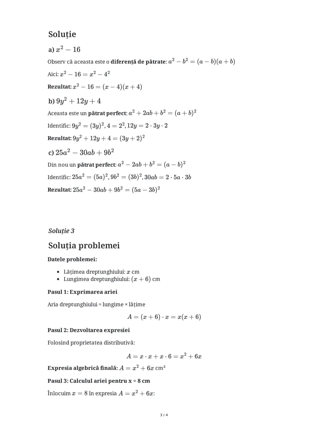 Puteri, Operații, Formule de Calcul și
Descompuneri
Exercițiu 1
Calculează folosind formulele de calcul prescurtat:
a) (3x + 5)²
b) (2a - 7)