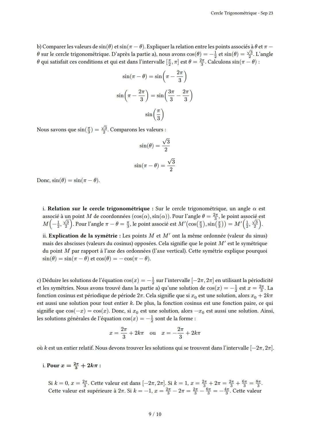 # Cercle Trigonométrique

Généré par Knowunity.fr - Sep 23

Description: Cet examen couvre le cercle trigonométrique, les radians, les angle