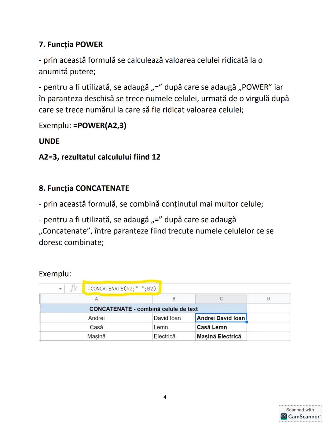 3. Funcția MIN
- Prin această formulă se găsește în rândul mai multor celule selectate,
cea mai mică valoare;
- Pentru a fi utilizată, se