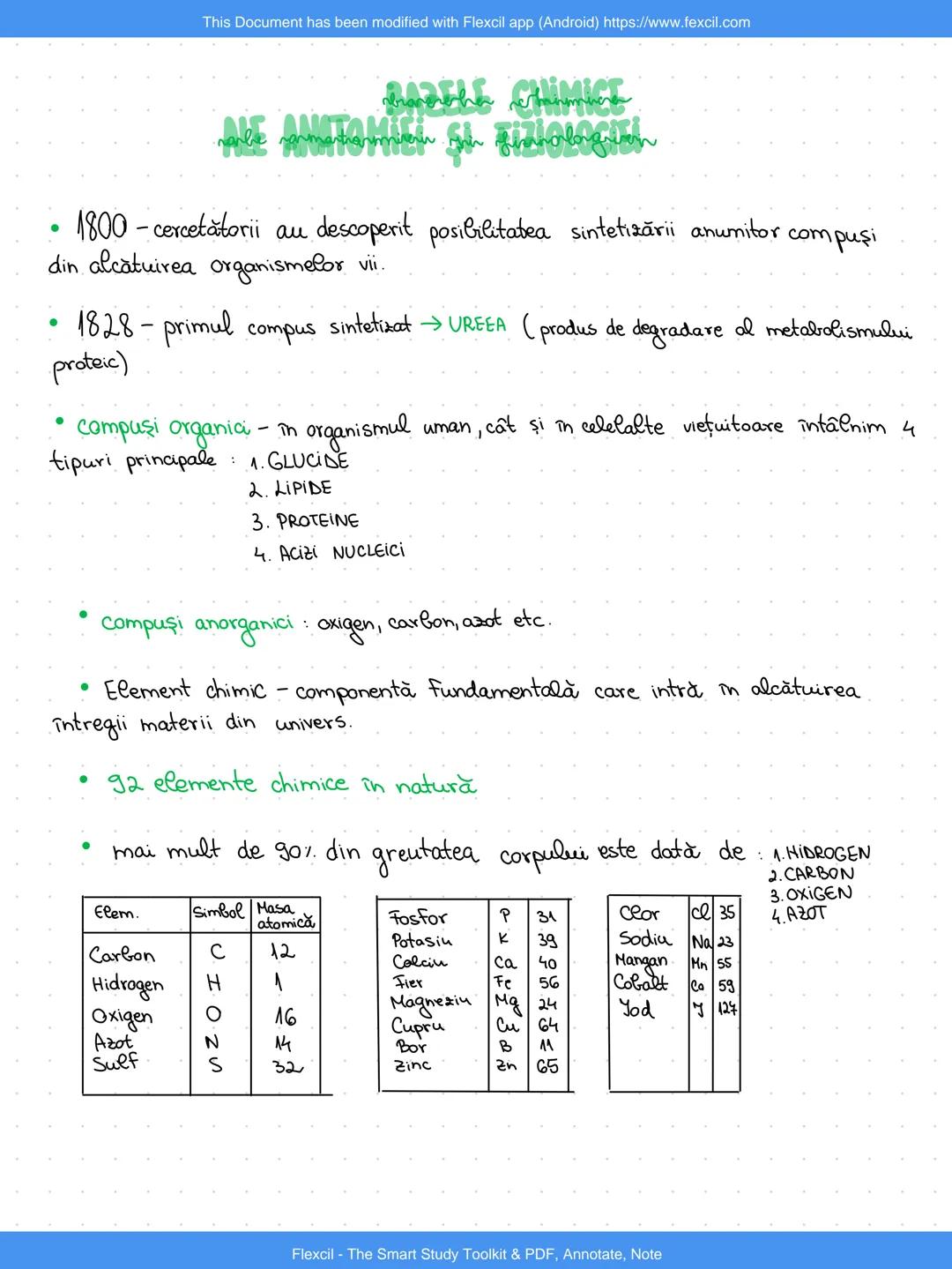Bazele chimice ale anatomiei și fiziologiei