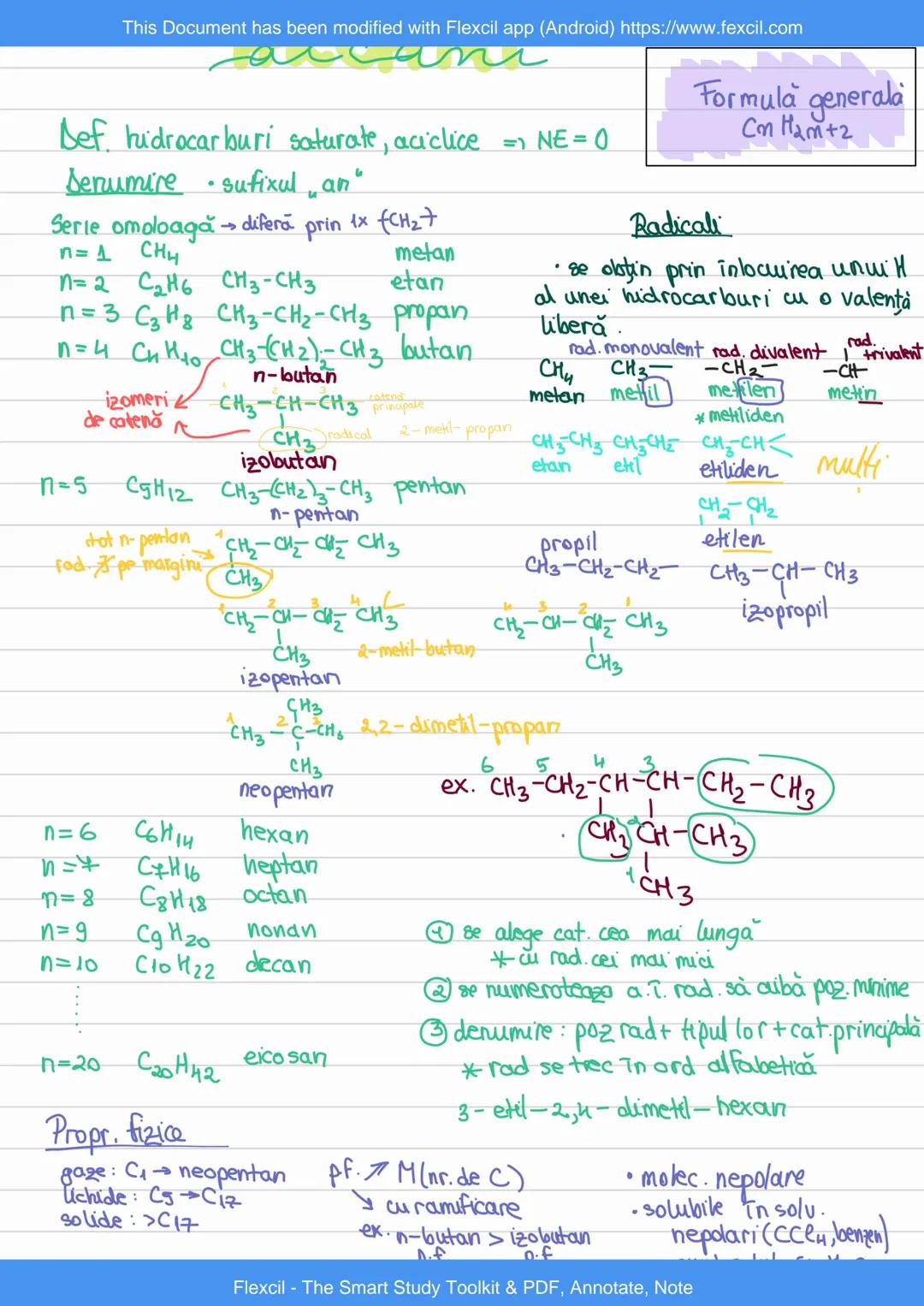 # alcani
Bef. hidrocarburi saturate, aciclice $\Rightarrow$ NE= 0
Senumire · sufixul „an”
Formula generala
$C_n H_{2n+2}$
Serie omoloagă