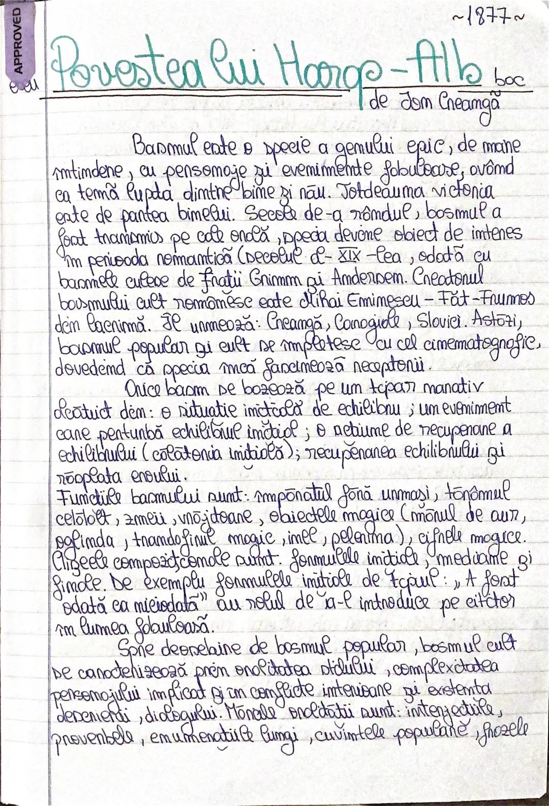 Eseu bac-“Povestea lui Harap-Alb” de Ion Creangă