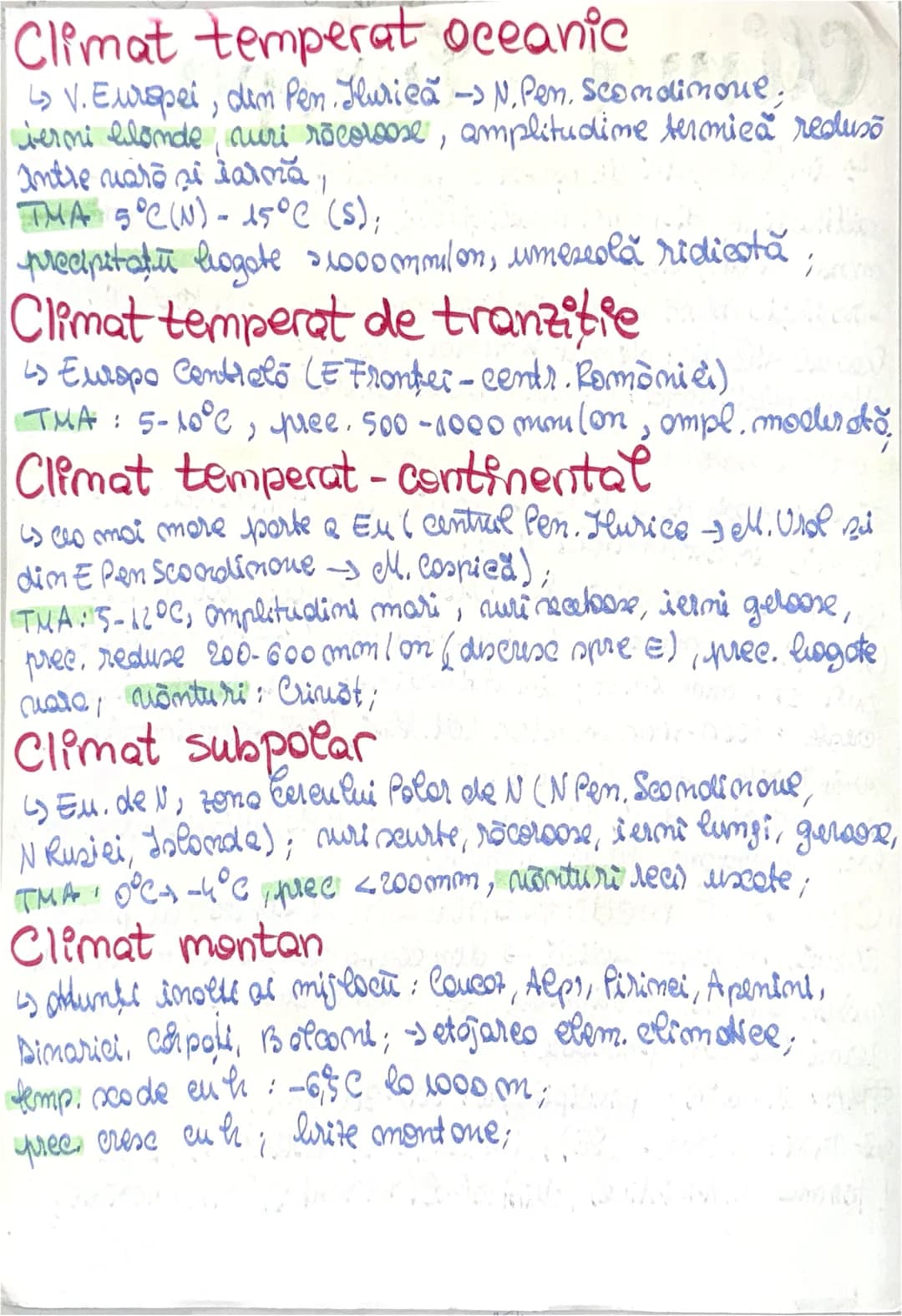 12 decembrie 2024
# Clima - Europa
↳ influentată de operareo geografico, radiatio storă,
altitudine, dispunered reliefului, occonele (morile