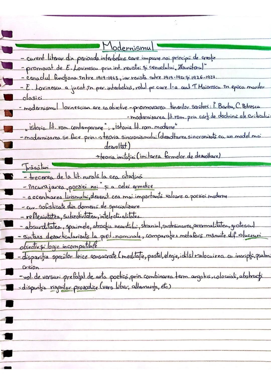 Modernismul
- curent literar din perioada interbelică care impune noi principi de creaţie
-promovat de E. Lovinescu prin int, revistei şi ce