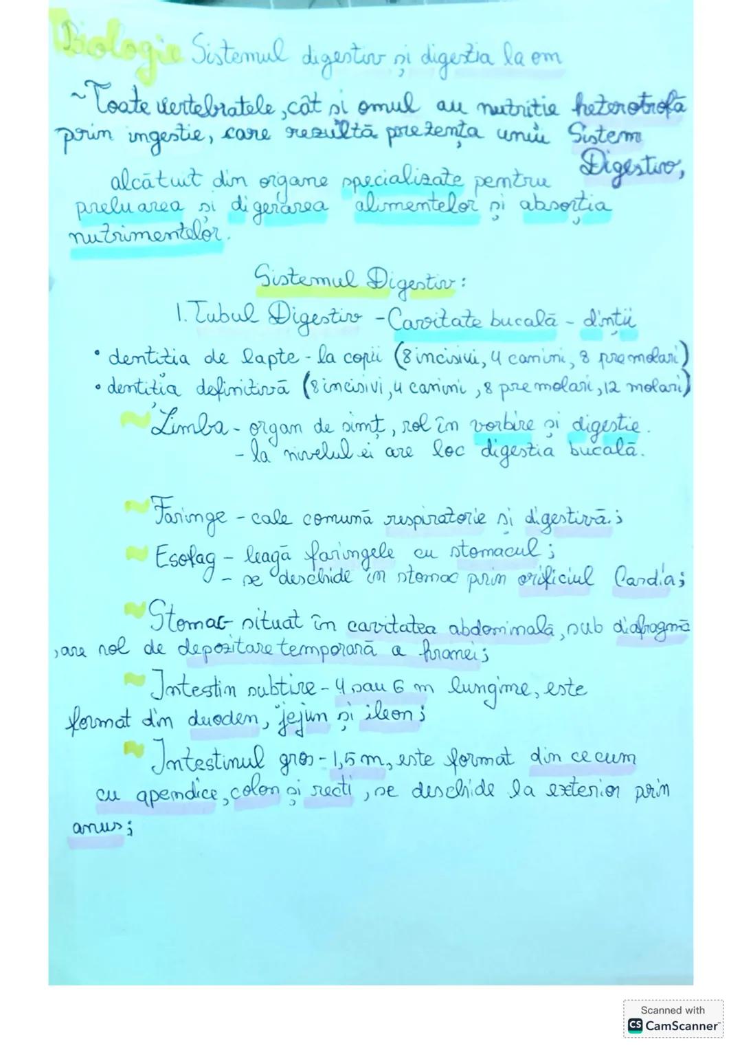 --- OCR Start ---
Bologie Sistemul digestior și digerzia la om
~Toate vertebratele, cât si omul au nutritie heterotrofa
prin ingestie, care