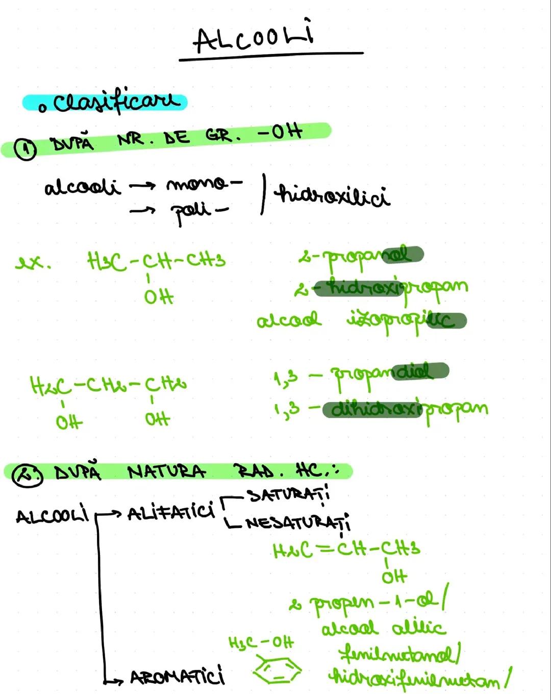 Alcooli-clasificare, denumire + reacția de deshidratare + reacția de esterificare