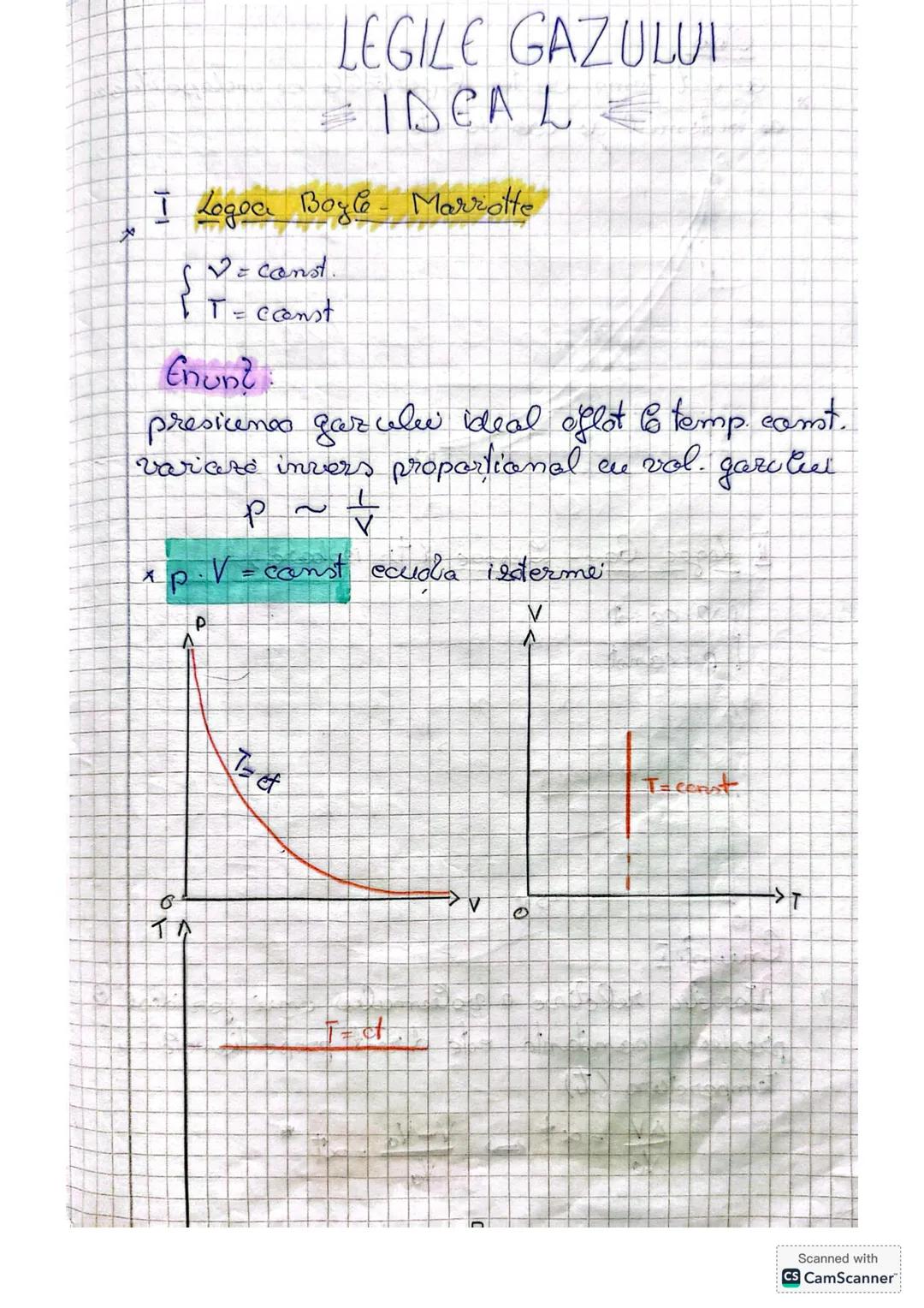 LEGILE GAZULUI
IDEAL
I Logoa Boyle Marrotte
✓ = const
{
IT=cconst
Enunt
presicencs gazelew ideal oflot & temp. comt.
variato invers proporti