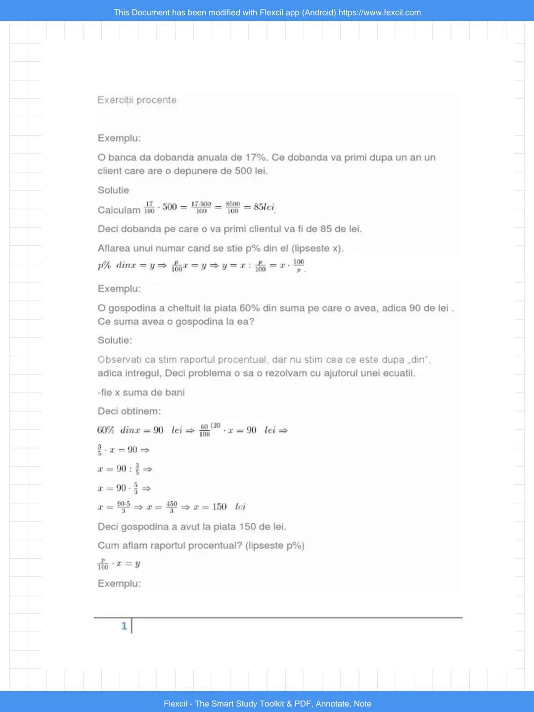This Document has been modified with Flexcil app (Android) https://www.fexcil.com
# PROCENTE
Scumpire
Jeftinire
x- preț inițial
x- preț i