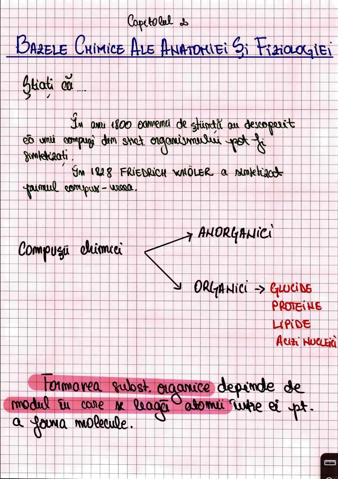 --- OCR Start ---
Stiati că
Capitolul s
BAZELE CHIMICE ALE ANATOMIEI SI FIZIOLOGIEI
In ari 1800 camemei de ştinţă au descoperit
co umii comp