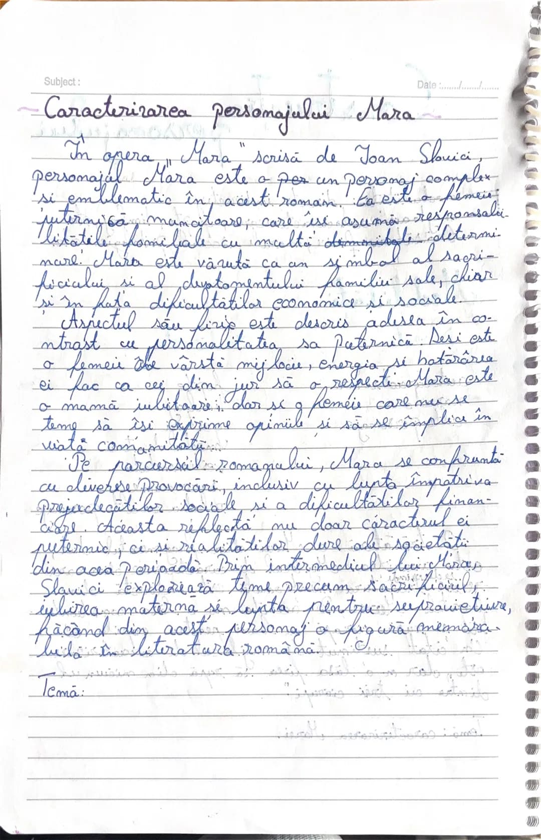 Subject:
Caracterizarea personajului Mara
In opera "Mara" scrisă de Ioan Slavici,
personajul Mara este a per un personaj complex
si emblem