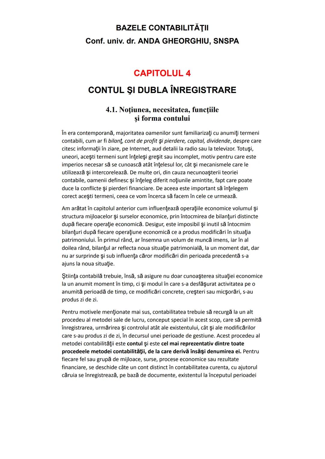 --- OCR Start ---
CONTABILITATE
Conf. univ. dr. ANDA GHEORGHIU, SNSPA
CAPITOLUL I INTRODUCERE
În anul 1494, călugărul franciscan venetian Lu