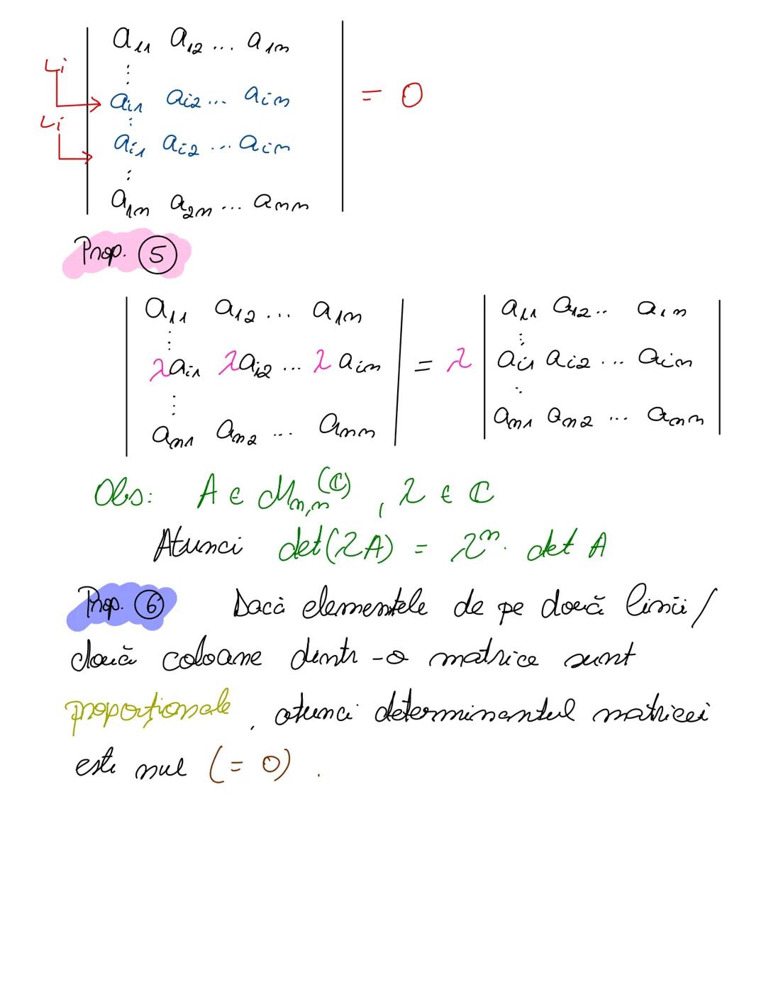 Proprietăți ale determinantilor
| $a_{11}$ $a_{12}$ | $det$
| $a_{21}$ $a_{22}$ | = $a_{11} a_{22} - a_{12} a_{21}$
Regula A pt. det. d
